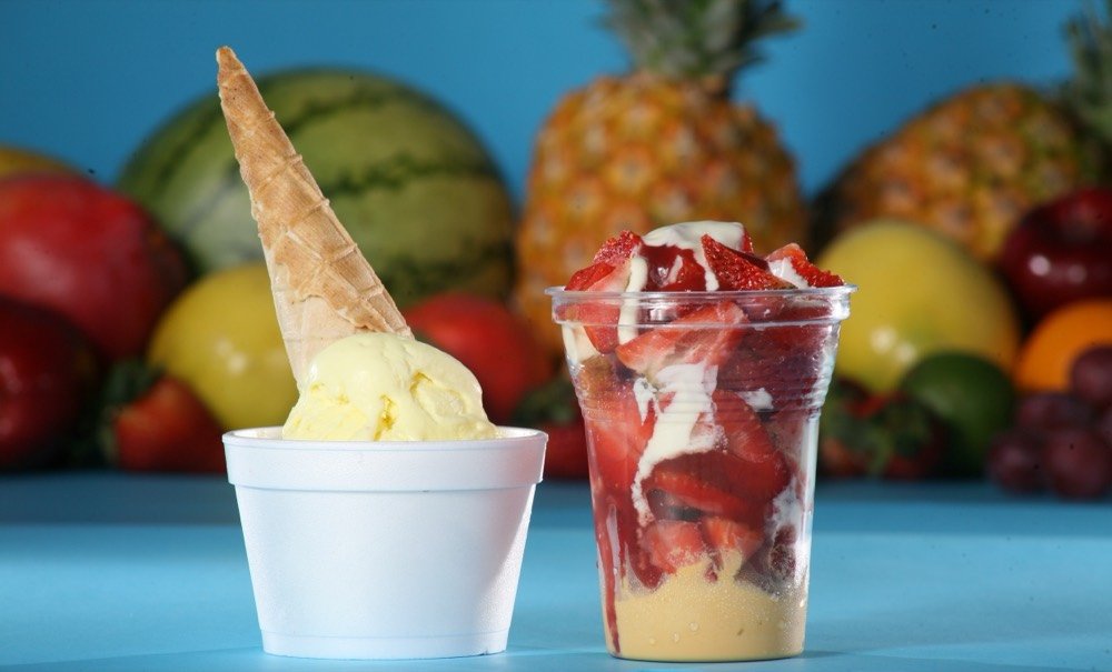 Fresas en Crema con Helado